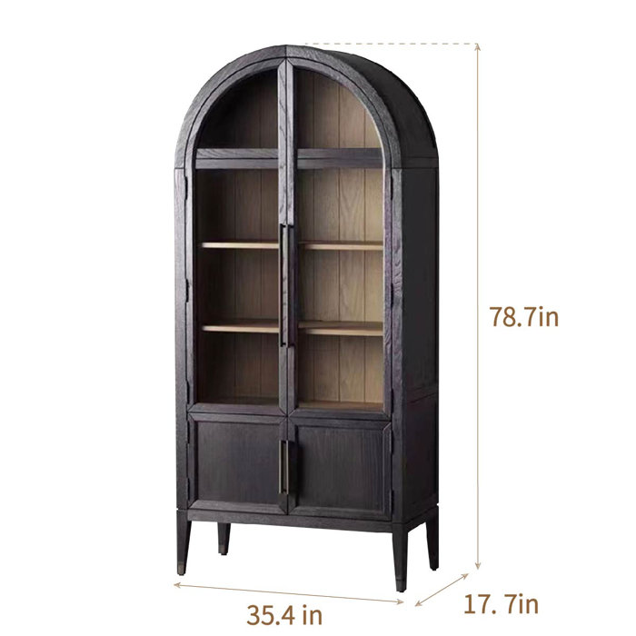 Zhulinjiaju Retro Simple Rectangular Black Solid Wood Bookcase Storage